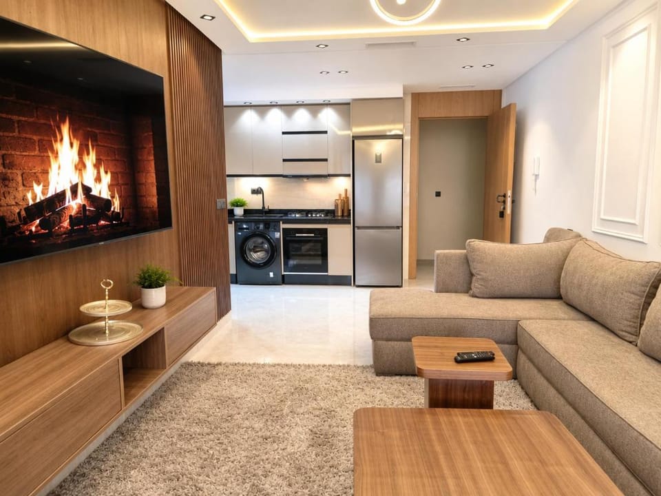 Kitchen or kitchenette, Living room, Seating area
