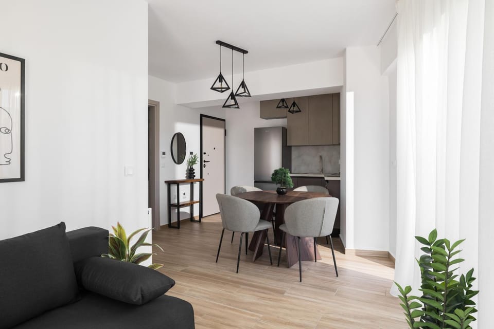Kitchen or kitchenette, Living room, Seating area