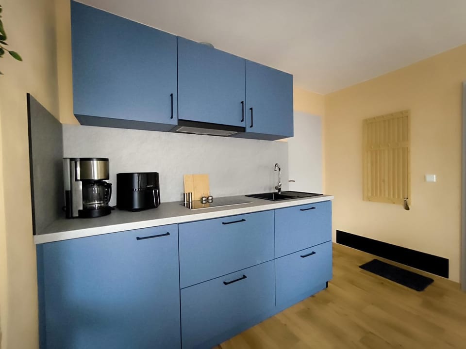 Coffee/tea facilities, Kitchen or kitchenette, stove