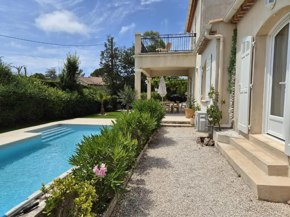 Property building, Living room, Swimming pool