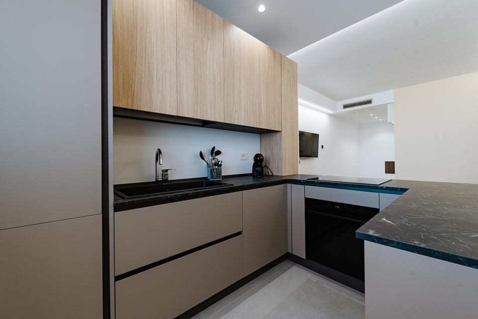 Kitchen or kitchenette, stove