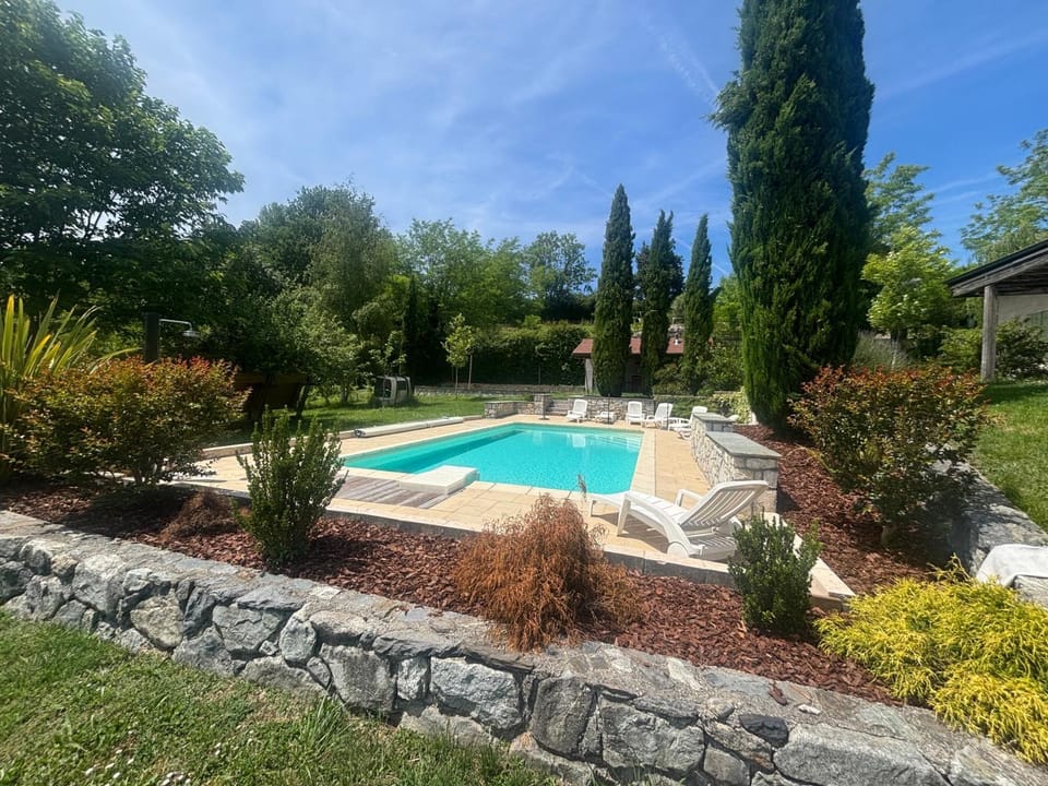 Property building, Living room, Swimming pool