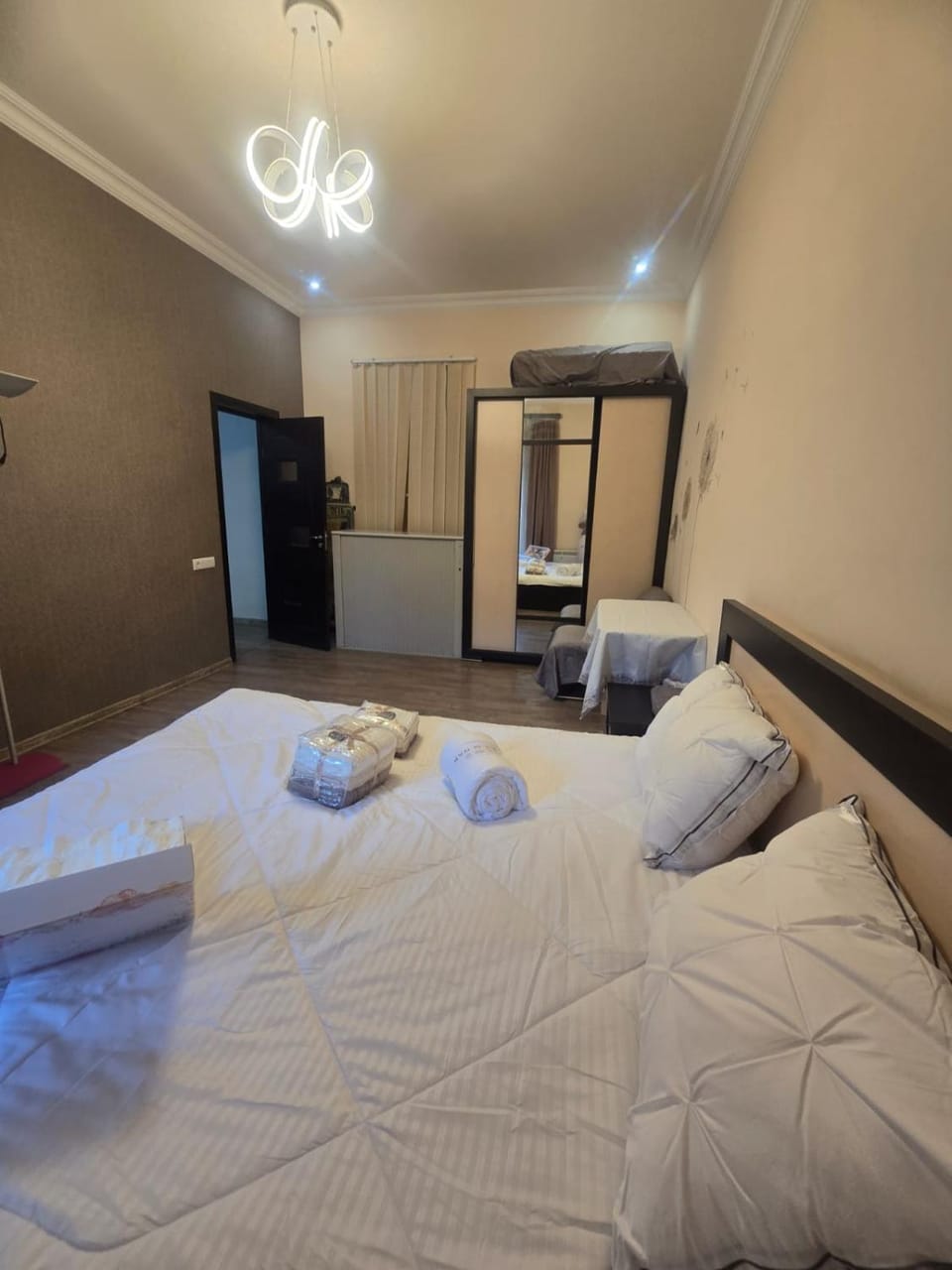 Bed, Bedroom, towels, wardrobe
