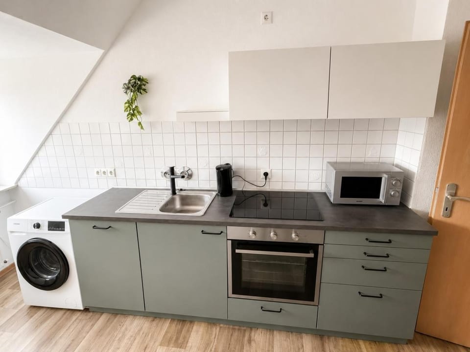 Kitchen or kitchenette, dishwasher, microwave, oven, stove, washing machine, kitchen
