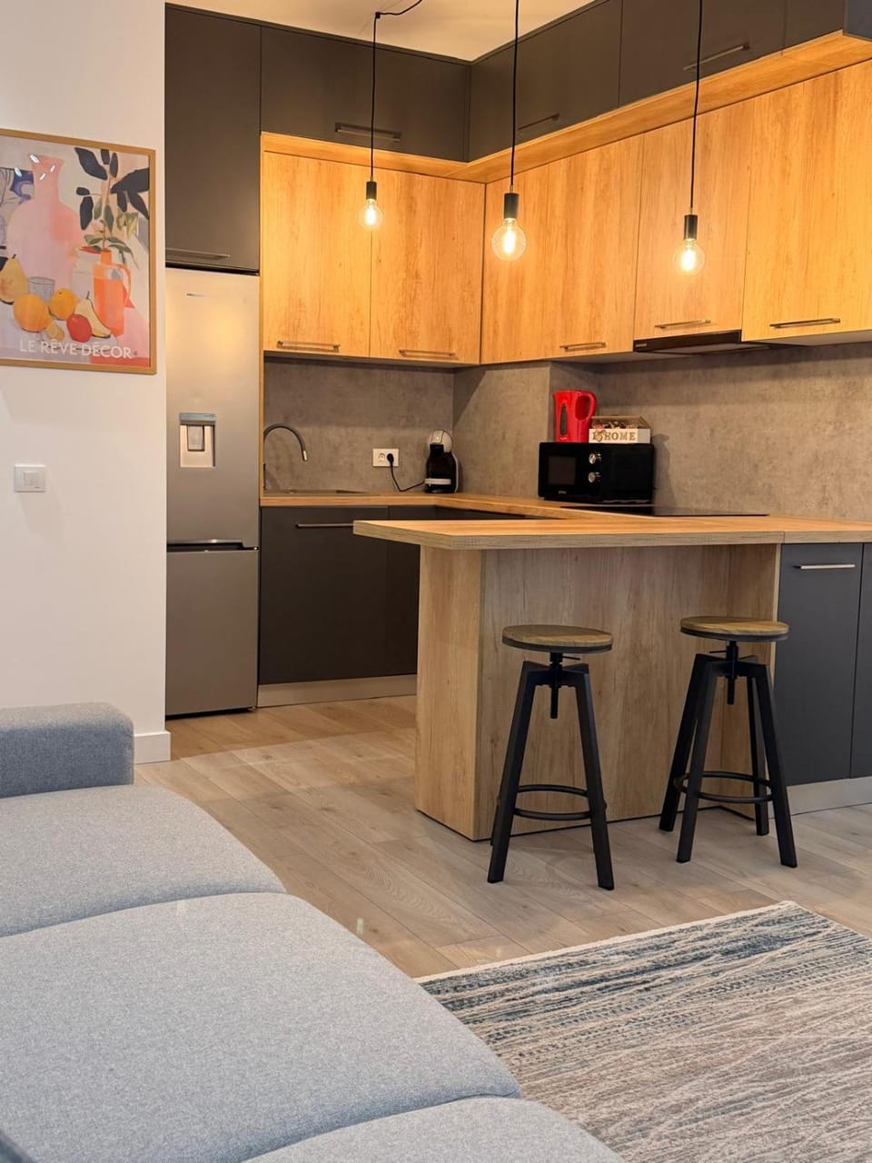 Kitchen or kitchenette, Dining area, minibar, oven, stove, toaster