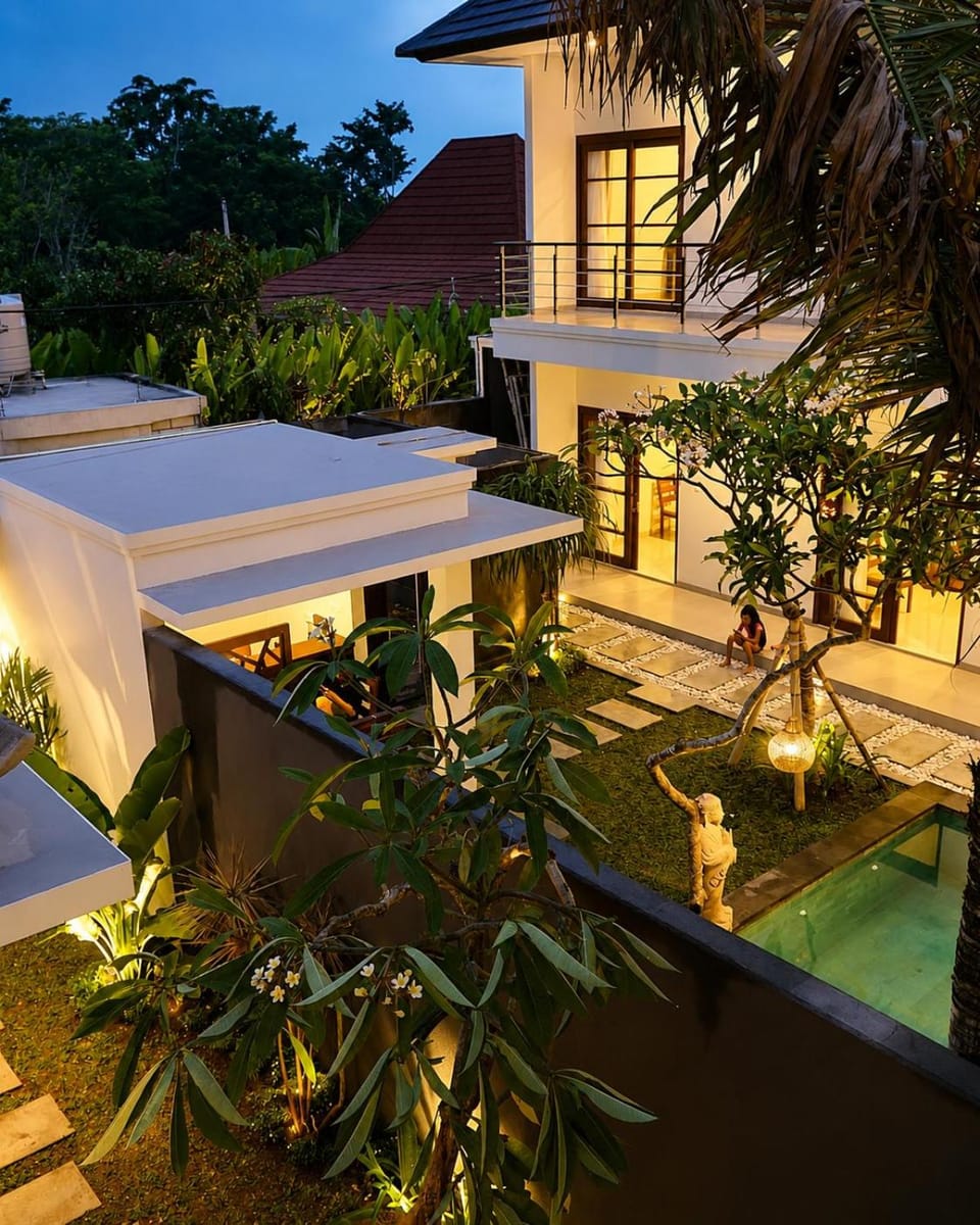 Property building, Night, Garden, Garden view, Pool view