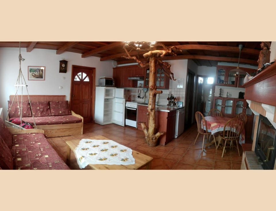 Coffee/tea facilities, Kitchen or kitchenette, Living room, Seating area, Dining area
