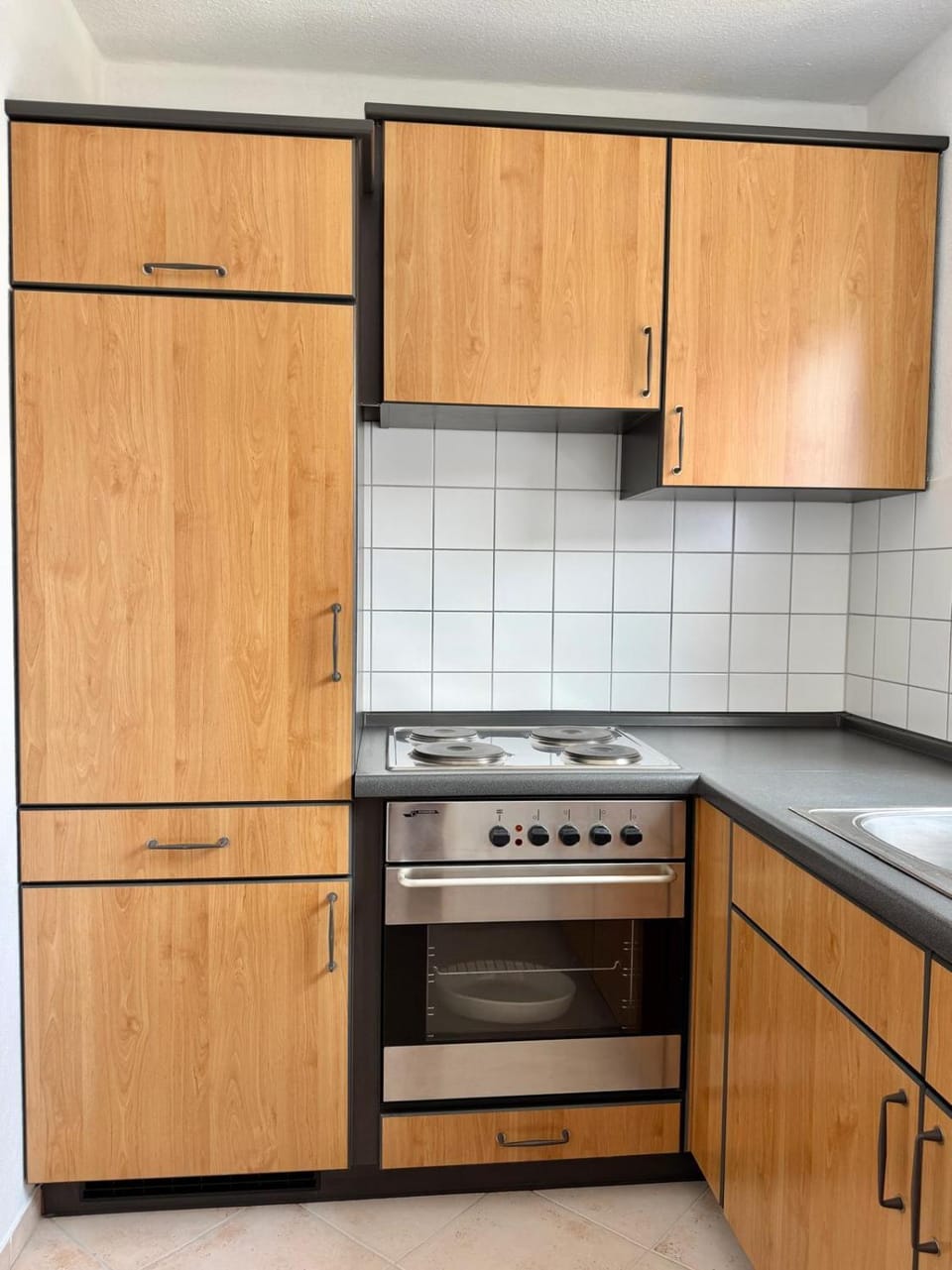 Kitchen or kitchenette, stove