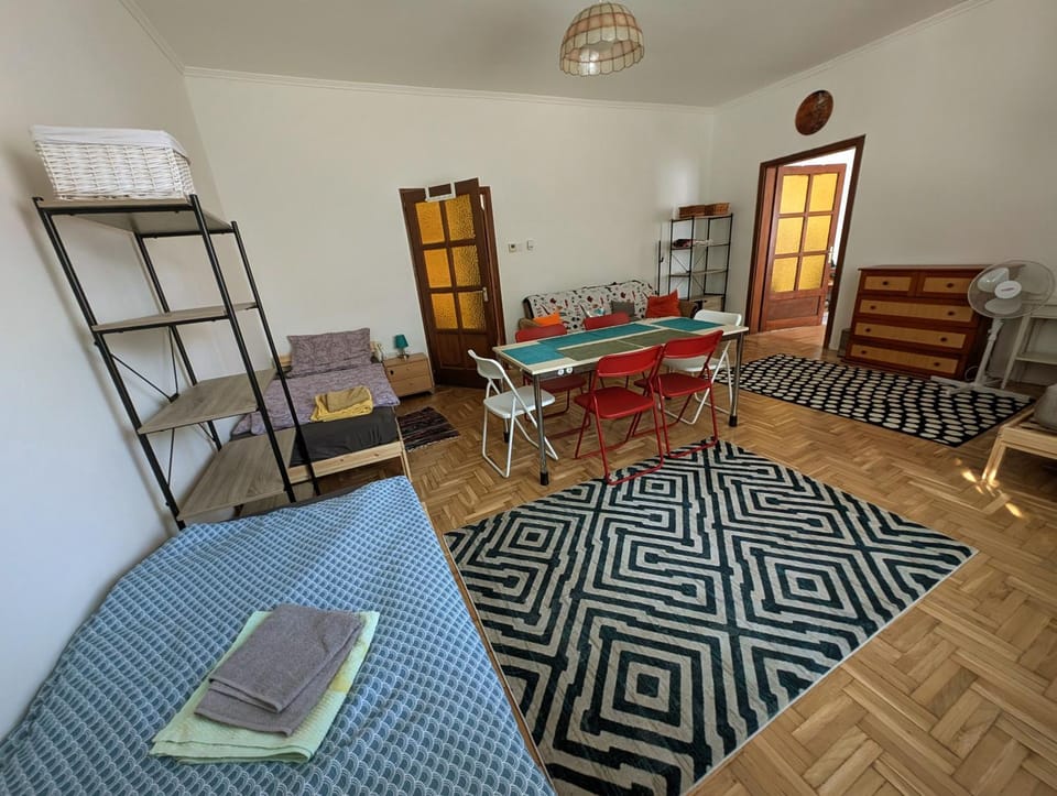 Bed, Living room, Dining area