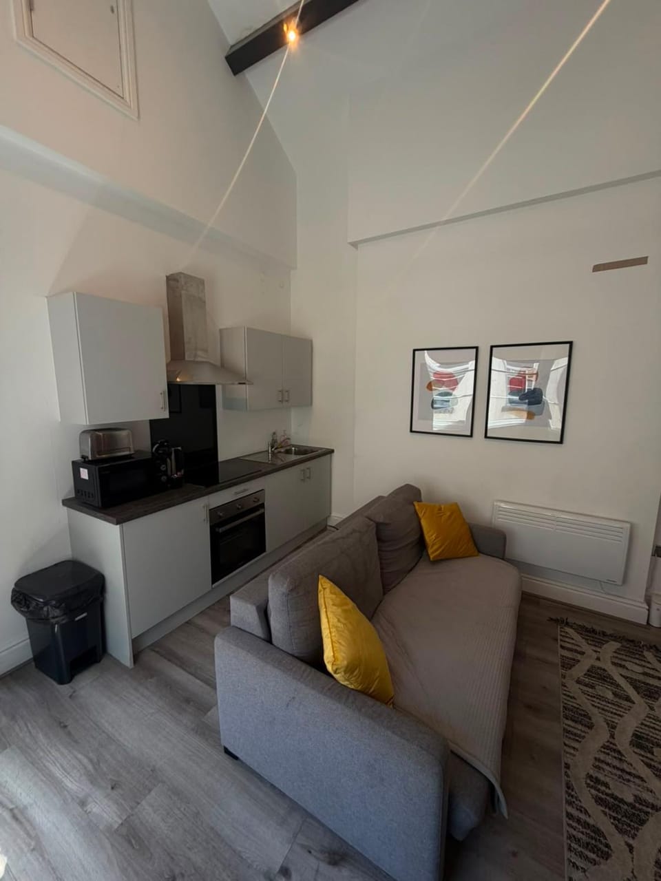Kitchen or kitchenette, Living room, Seating area