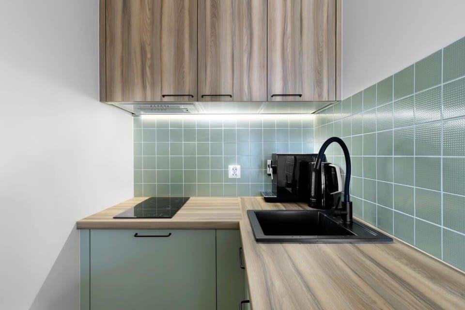 Kitchen or kitchenette, stove