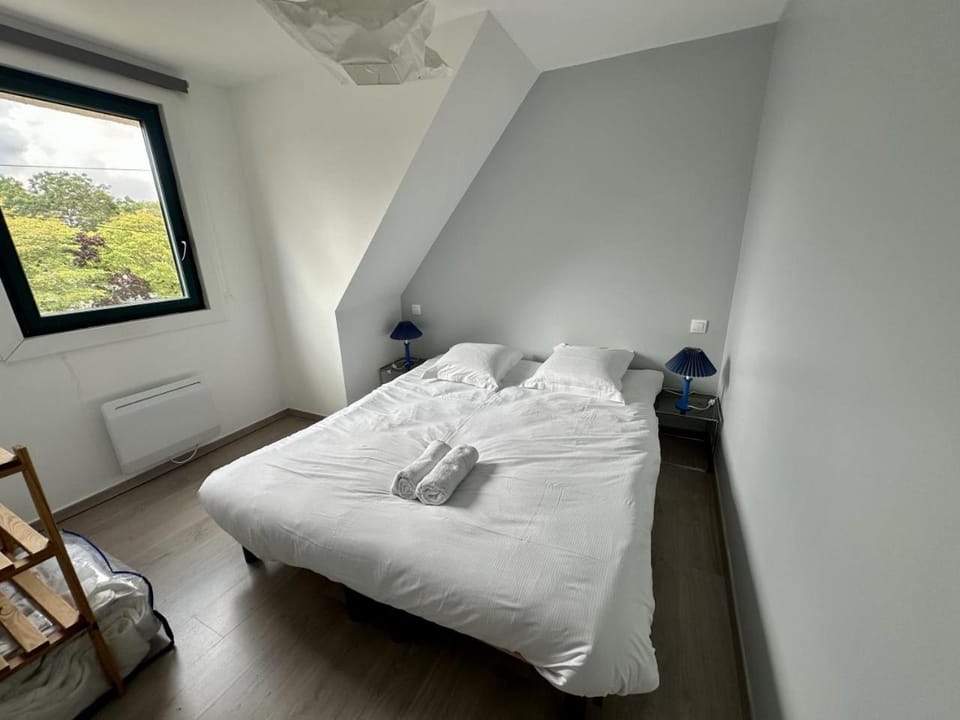 Bed, Photo of the whole room, Bedroom, towels