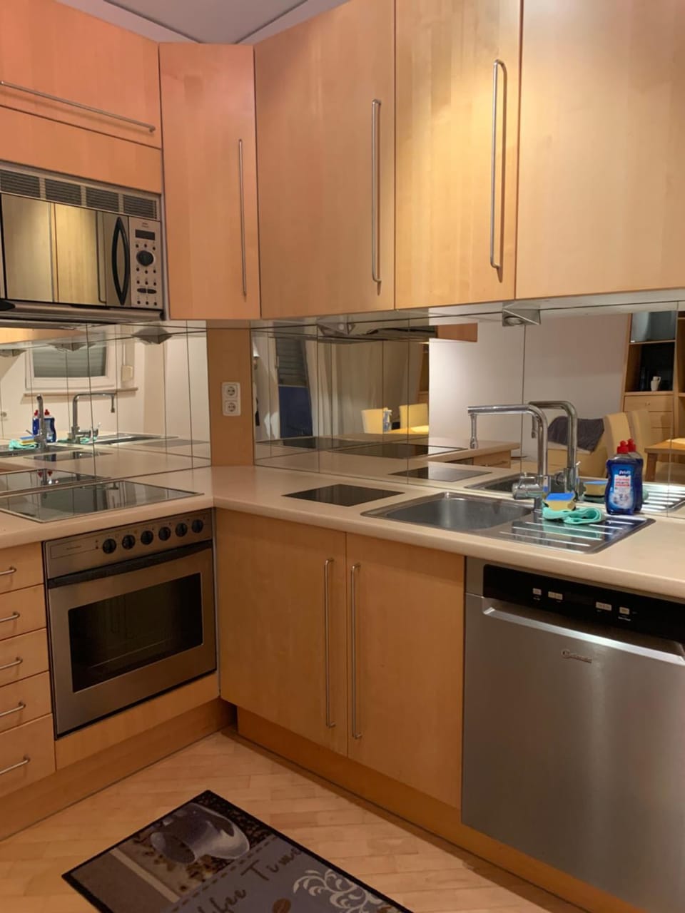 Kitchen or kitchenette, dishwasher, oven, stove