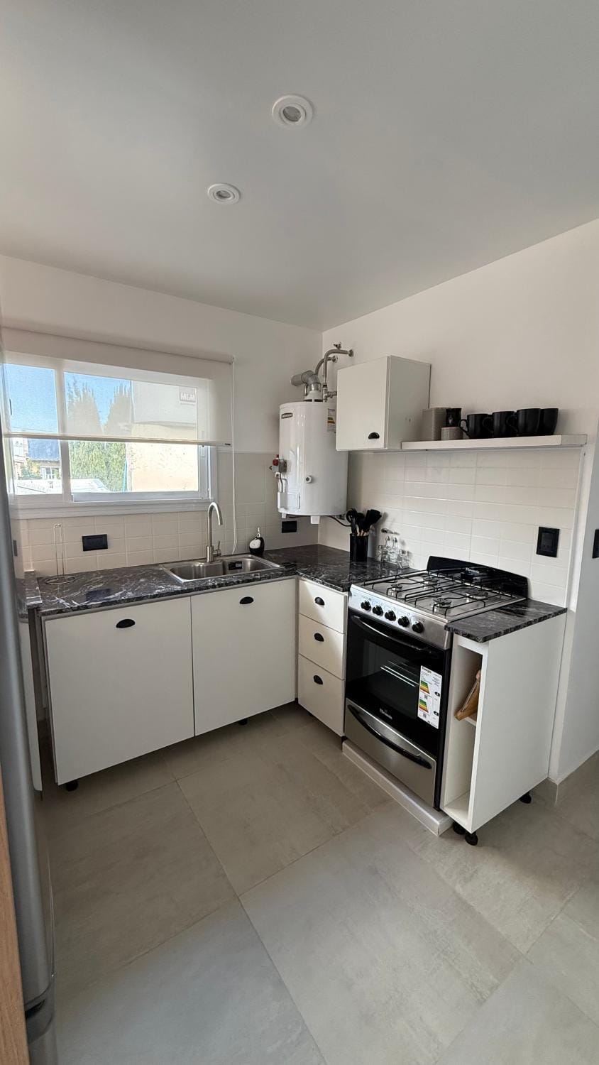 Kitchen or kitchenette, oven