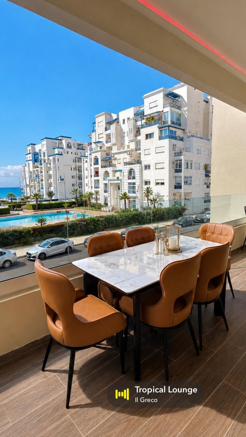 Most Luxury 2 bedrooms stunning Sea View Apartment Olympic Pool 1 min from beach Les Jardins Blues Apartment in Tangier-Tétouan-Al Hoceima
