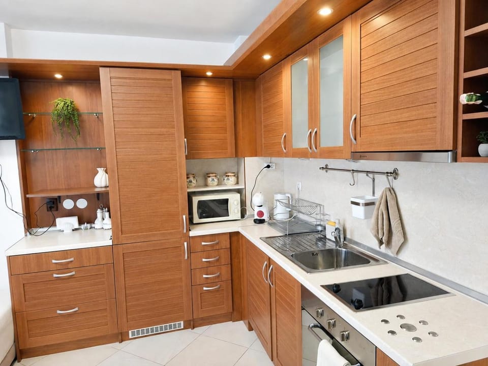 Kitchen or kitchenette, oven, stove, toaster