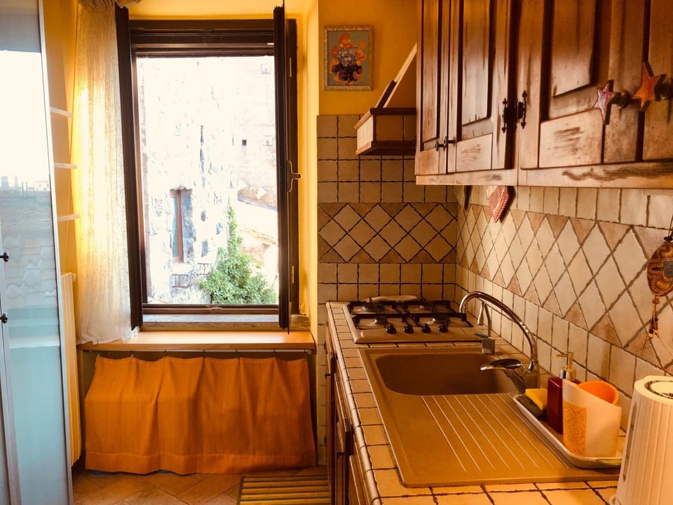 Kitchen or kitchenette, oven, stove