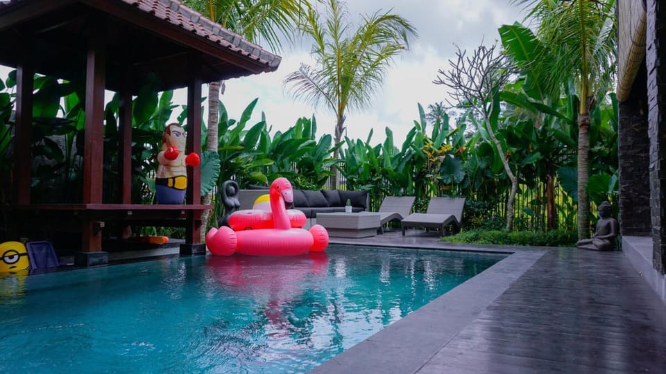 Swimming pool, sunbed