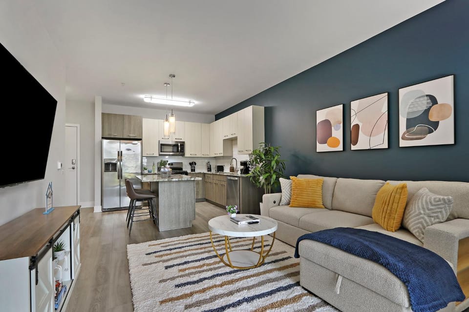 Kitchen or kitchenette, Living room, Dining area
