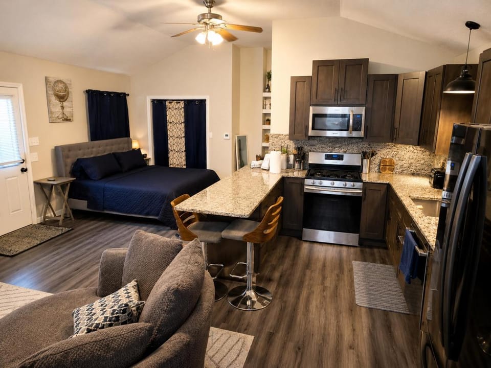 Bed, TV and multimedia, Kitchen or kitchenette, Living room, Photo of the whole room, Seating area, Dining area, Evening entertainment, Bedroom, dishwasher, minibar, oven, pet friendly, stove