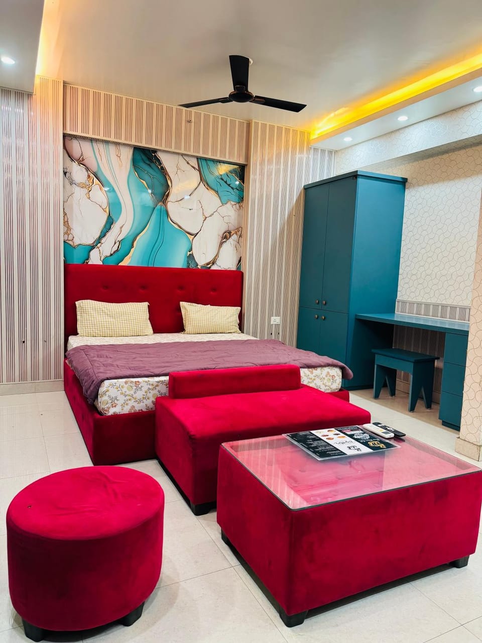 Bed, Living room, Seating area, Bedroom