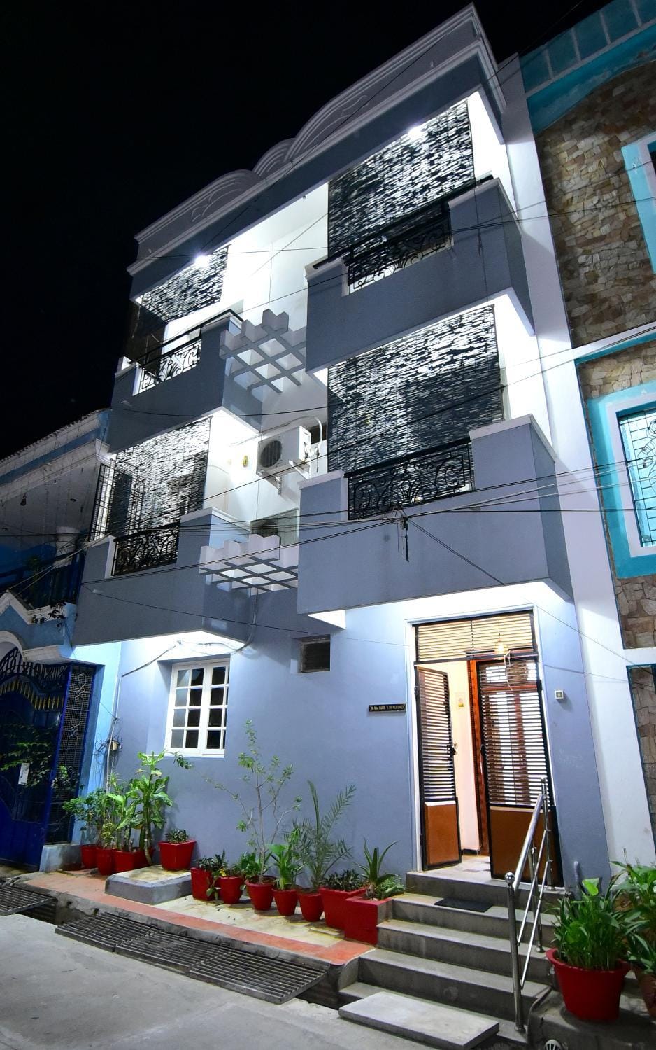 Property building, Night, Neighbourhood, Street view