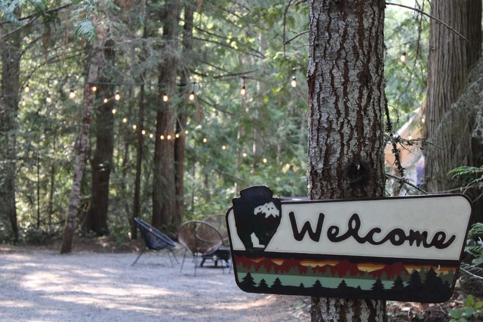 Under the Cedars Glamping Experience with Hot Tub Luxury tent in Olympic National Park
