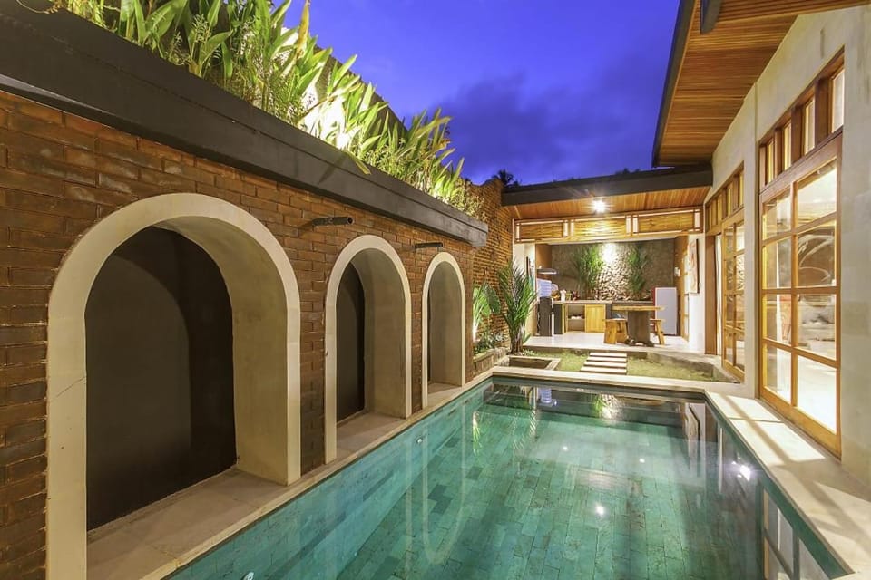 Night, Pool view, Swimming pool