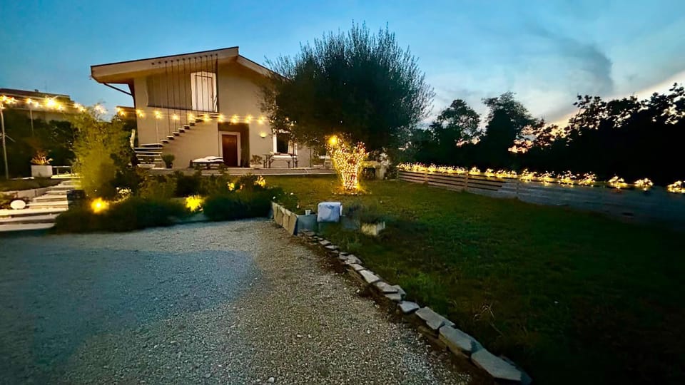 Property building, Night, Garden, Garden, Garden view