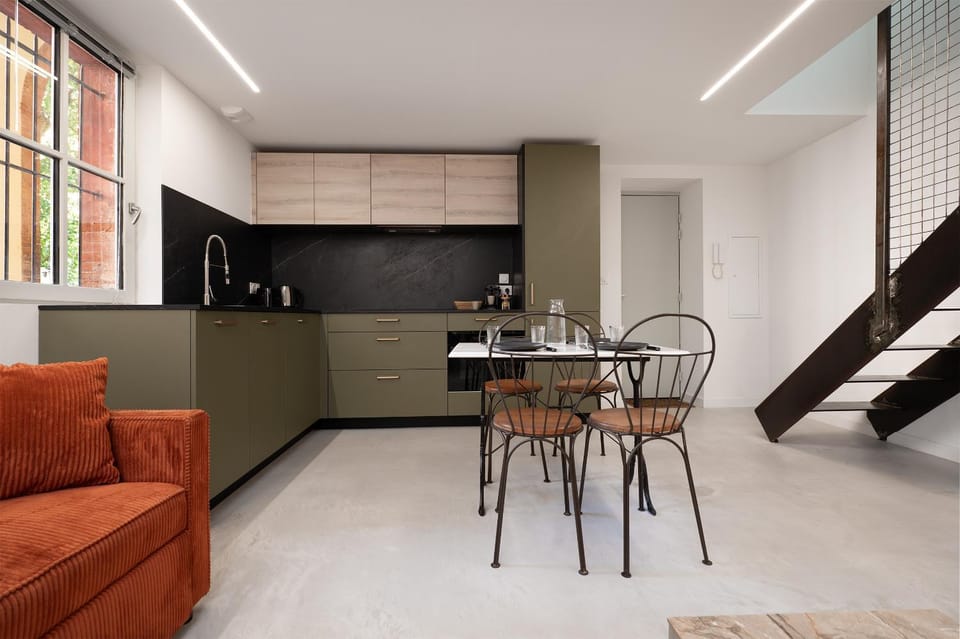 Living room, kitchen
