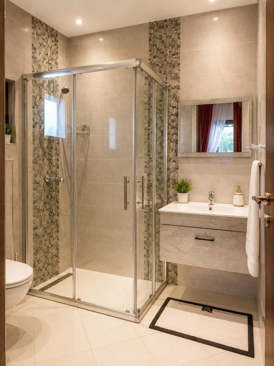 Shower, Toilet, Bathroom, towels