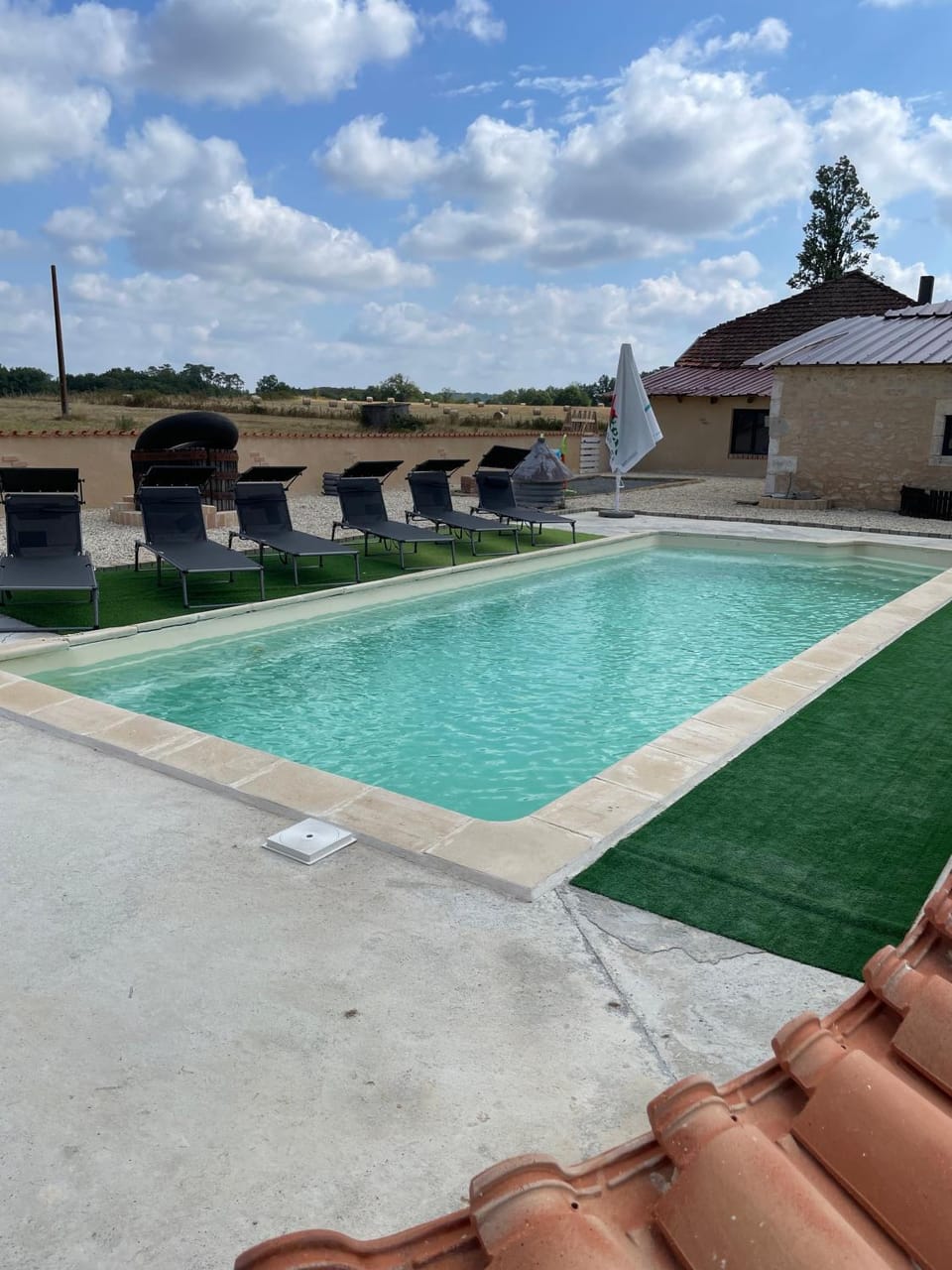 Property building, Living room, Swimming pool