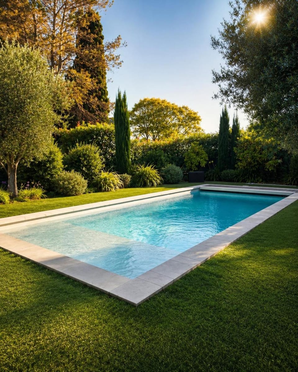 Natural landscape, Garden, Garden view, Pool view, Swimming pool, sunbed