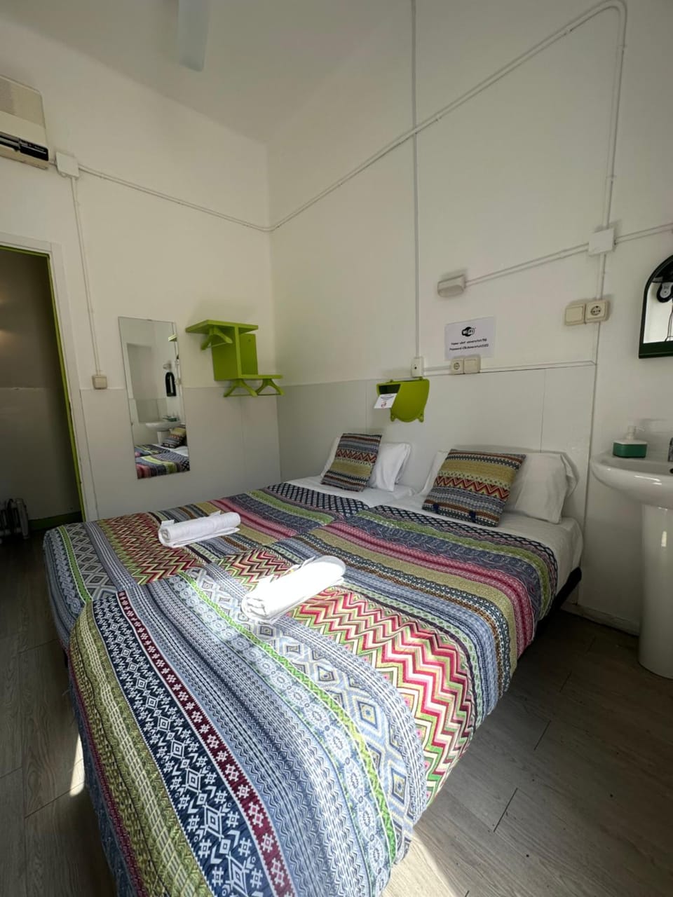 Bed, Photo of the whole room, Bedroom, towels, wardrobe, air conditioner