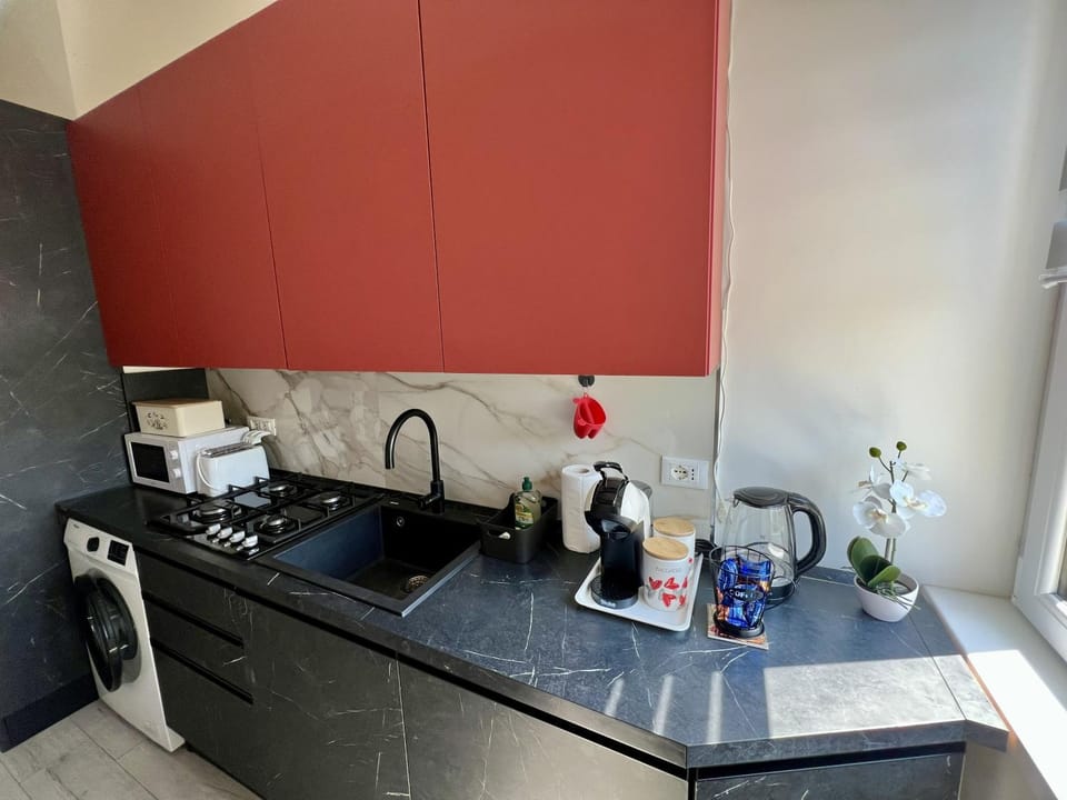 Kitchen or kitchenette, dishwasher, stove