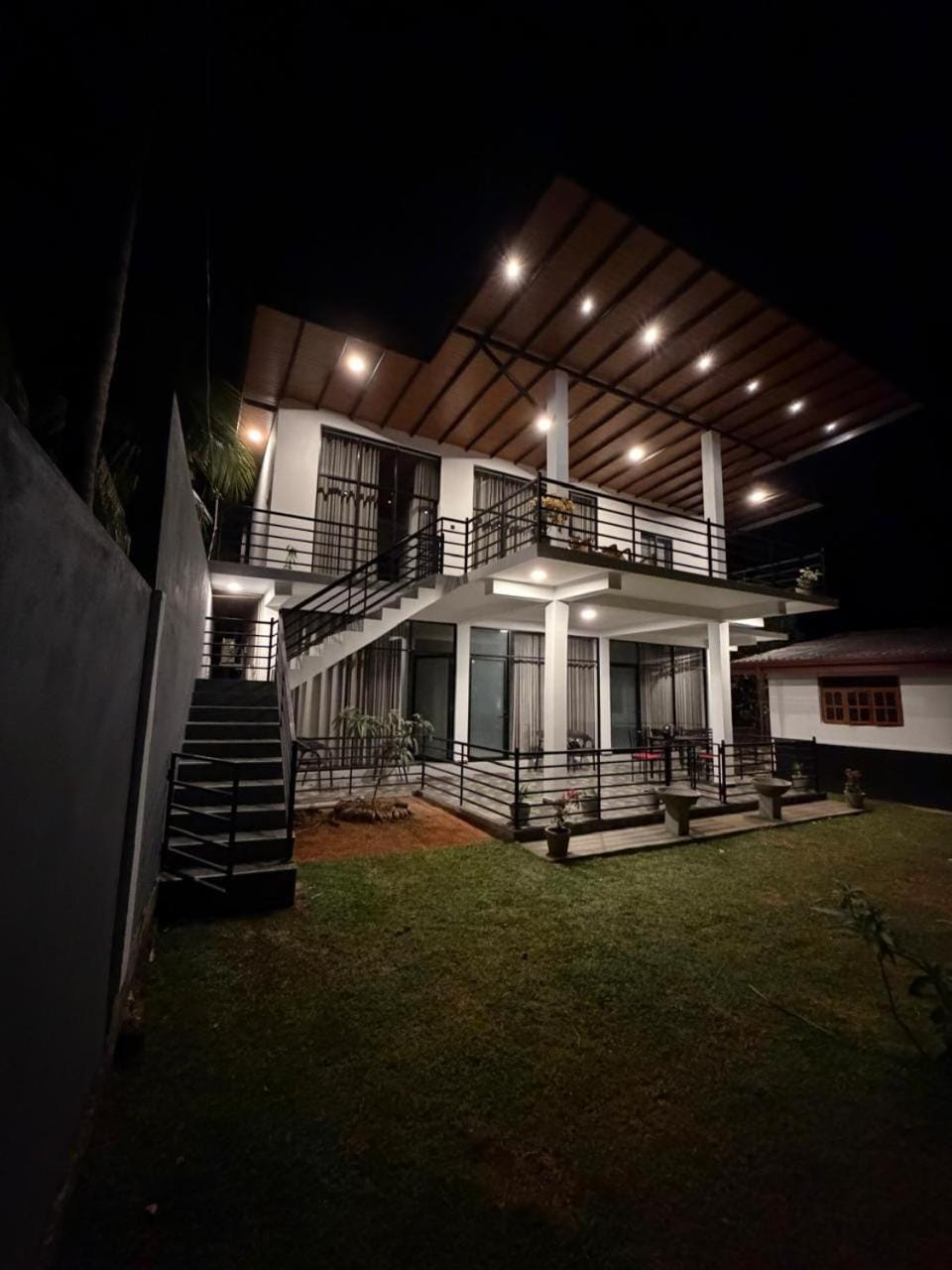 Property building, Night, Garden, Garden view