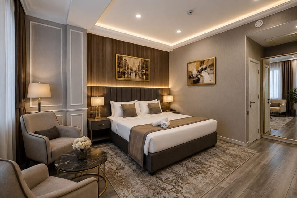 Bed, TV and multimedia, Living room, Photo of the whole room, Seating area, Bedroom