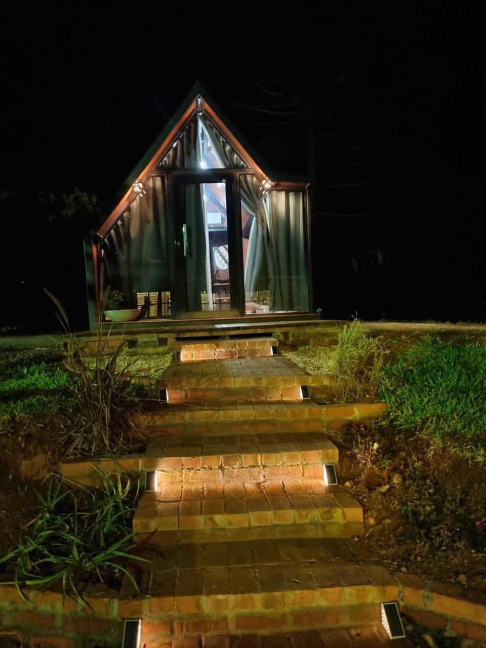 Property building, Night, Garden, Garden view