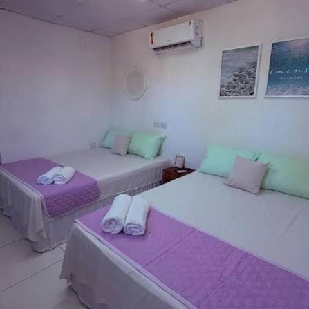 Bed, Photo of the whole room, Bedroom, towels, air conditioner