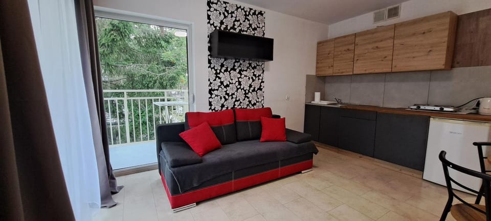Kitchen or kitchenette, Living room, Seating area