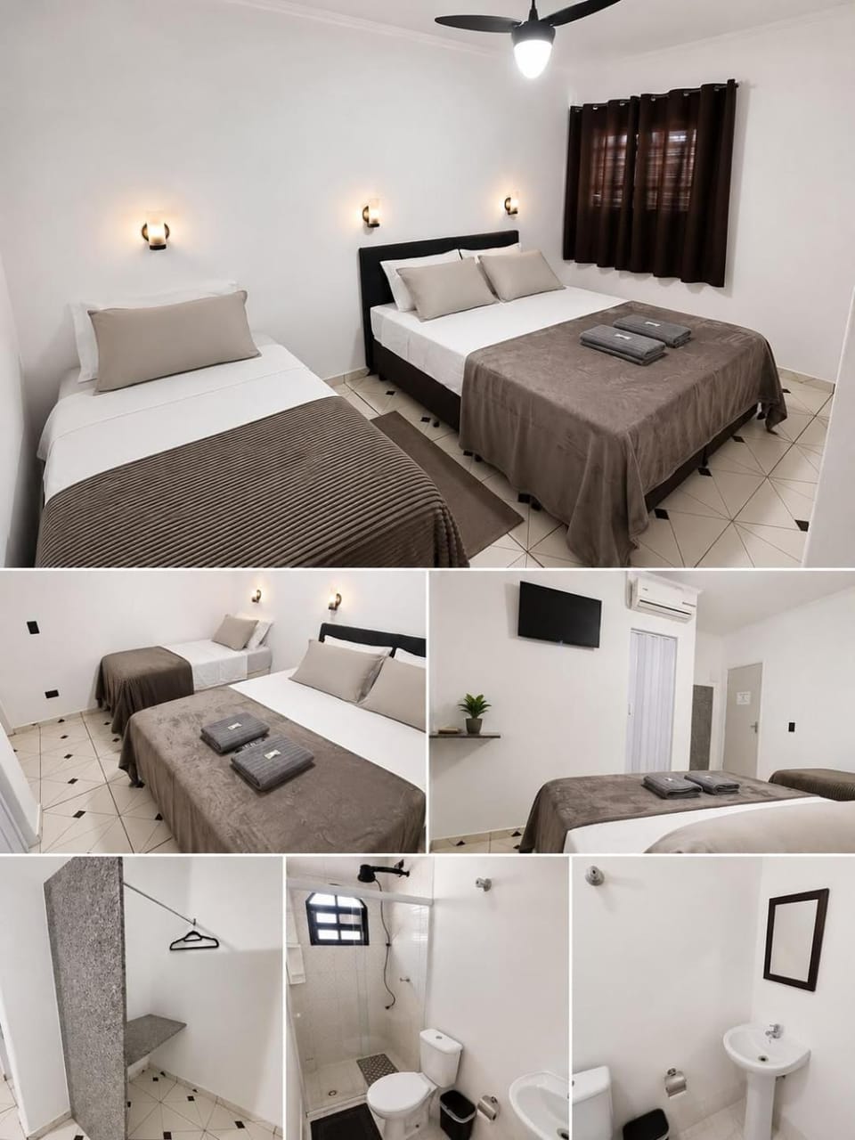 Shower, Toilet, Bed, Bathroom, Photo of the whole room, Bedroom, towels