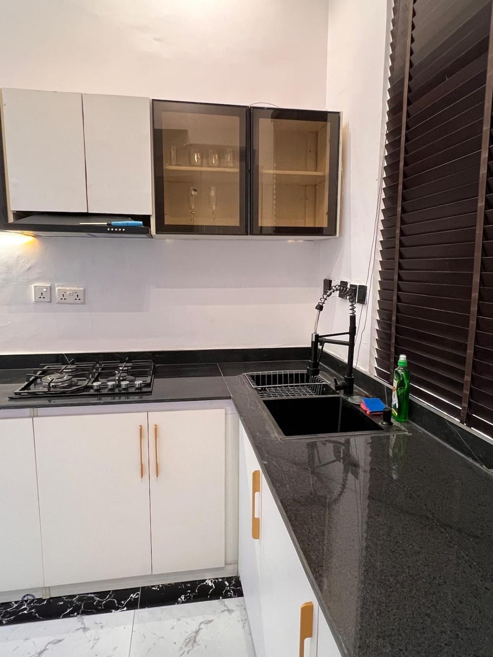 Kitchen or kitchenette, stove