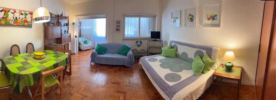 Bed, Living room, Dining area