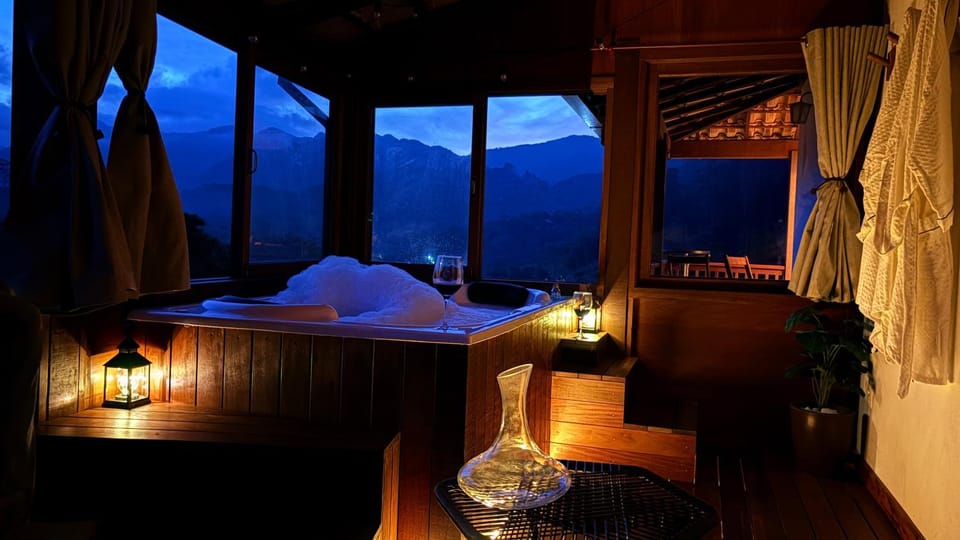 Night, Natural landscape, Hot Tub, Bedroom, Mountain view