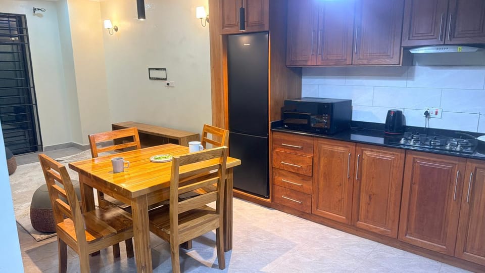 Kitchen or kitchenette, stove