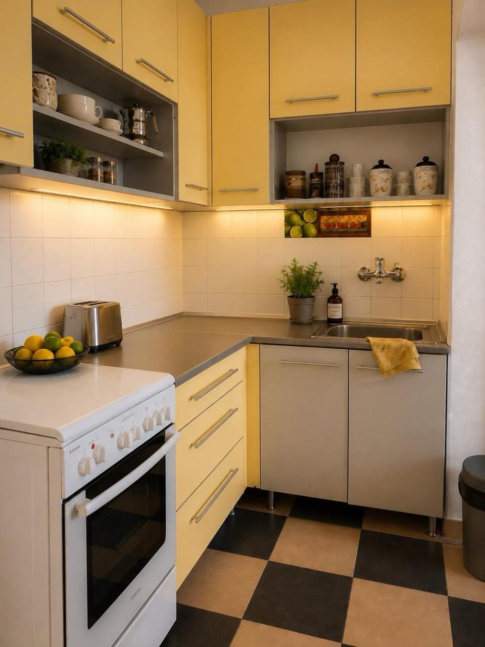 Kitchen or kitchenette, oven, stove