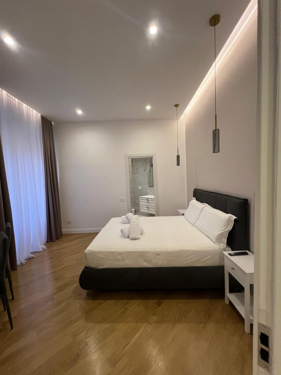 Bed, Photo of the whole room, Bedroom, towels, wardrobe