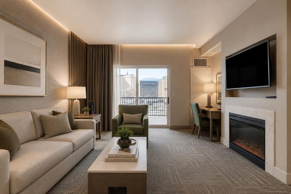 Family Suite at Platinum Hotel Balcony STRIP and Pool View Apartment hotel in Las Vegas Strip