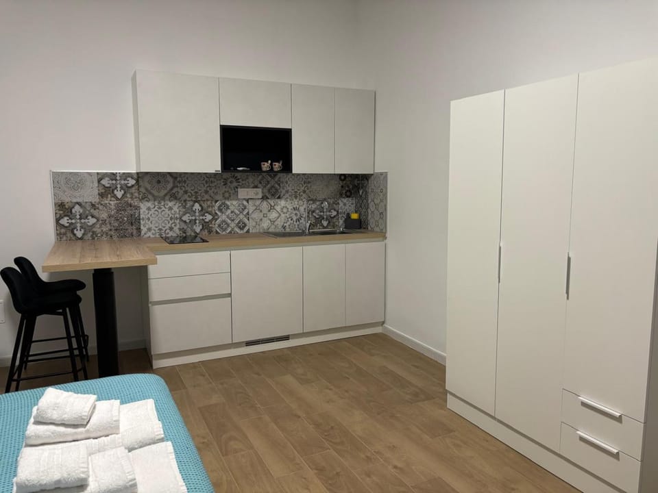 Kitchen or kitchenette, stove, wardrobe