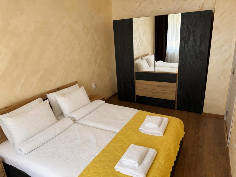 Bed, Photo of the whole room, Bedroom, towels, wardrobe